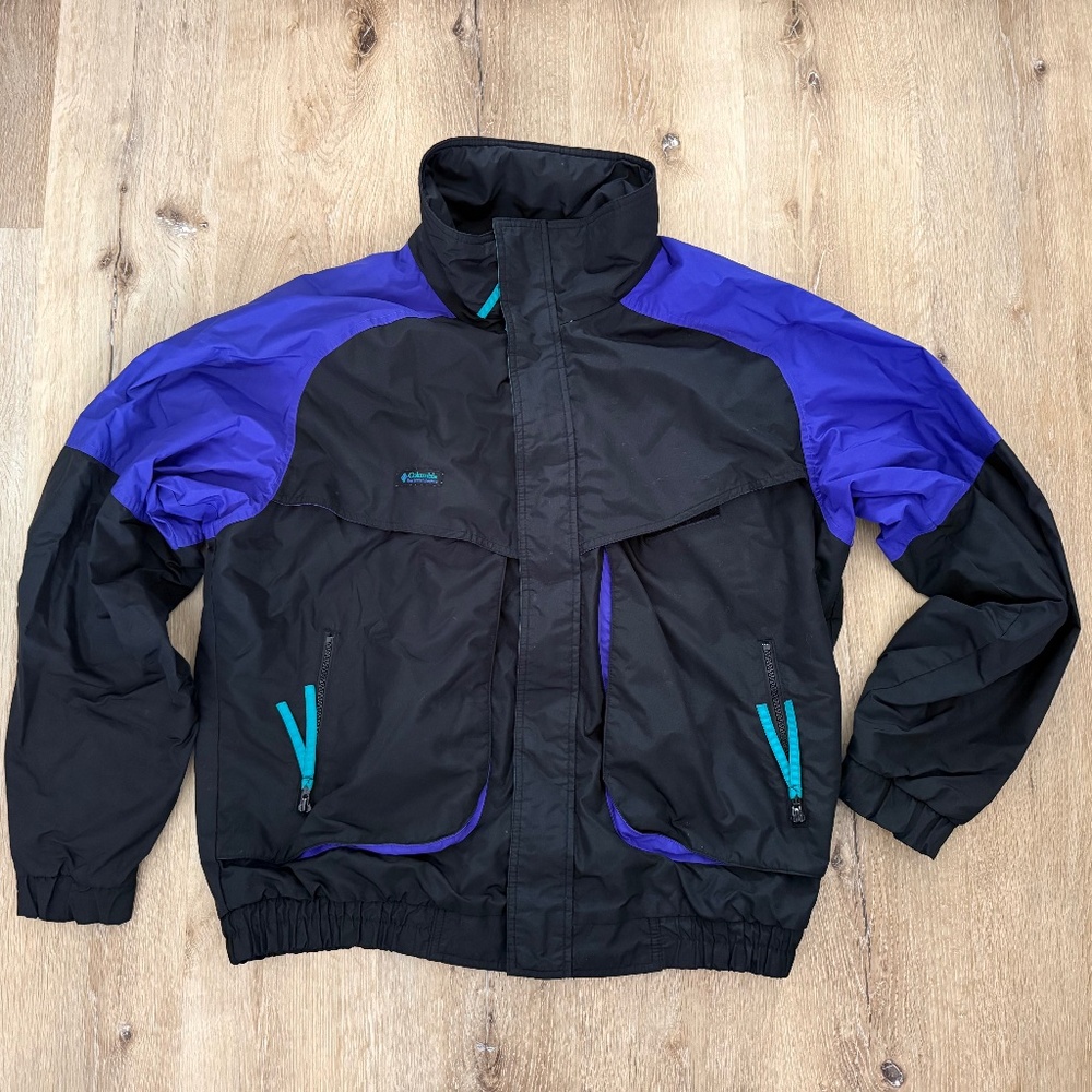 Vintage Columbia Black/Purple/Teal Ski Jacket/Shell - Men's Large